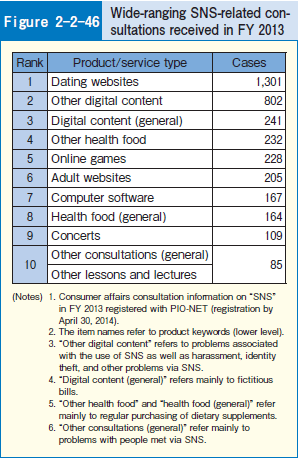 Figure 2-2-46 Wide-ranging SNS-related consultations received in FY 2013