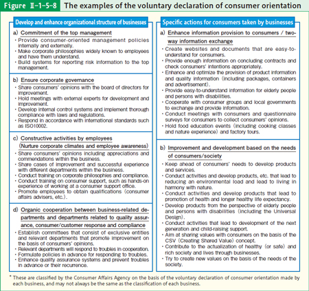 Figure Ⅱ-1-5-8 The examples of the voluntary declaration of consumer orientation