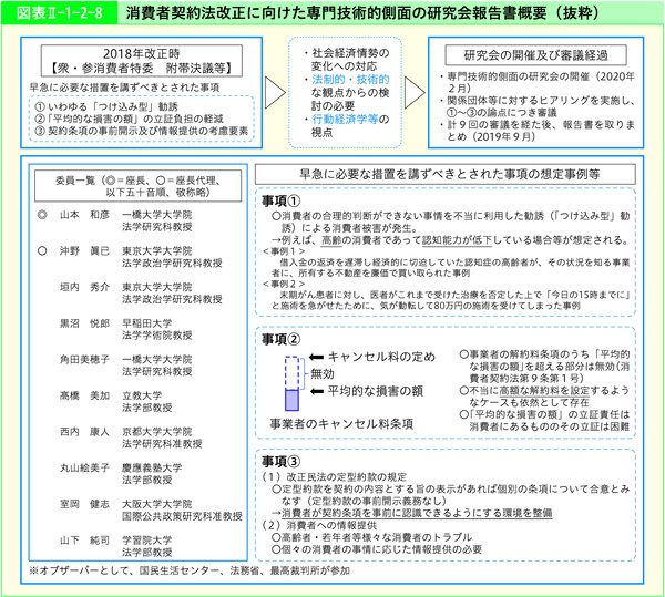 図表2-1-2-8消費者契約法改正に向けた専門技術的側面の研究会報告書概要(抜粋)