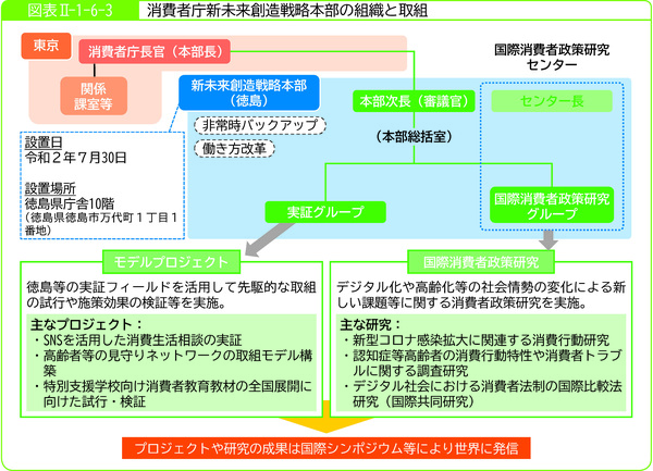 図表2-1-6-3消費者庁新未来創造戦略本部の組織と取組
