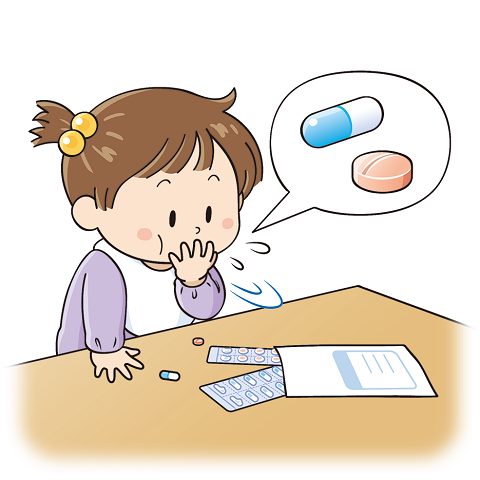 画像: 子どもが机の上に置いてある薬を口に入れている様子