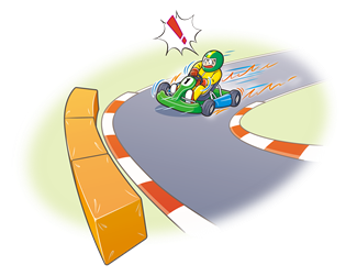 ゴーカートで遊んでいる様子