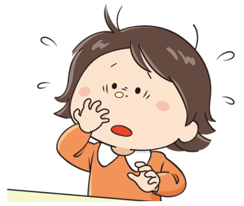 鼻に豆が詰まっている様子